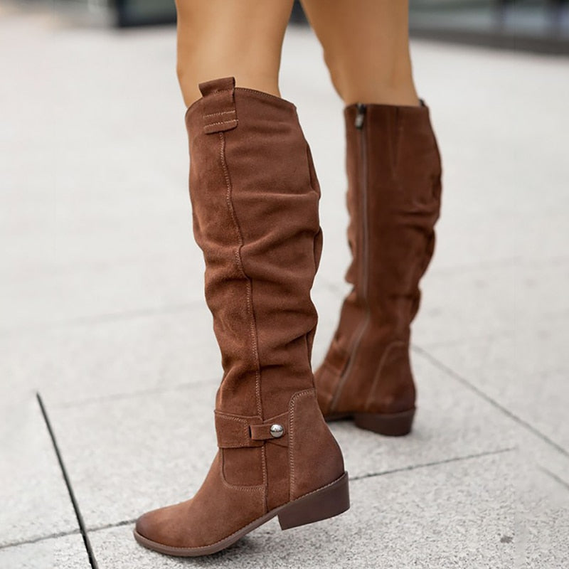 Warme Damen-Lederstiefel mit Reißverschluss 2