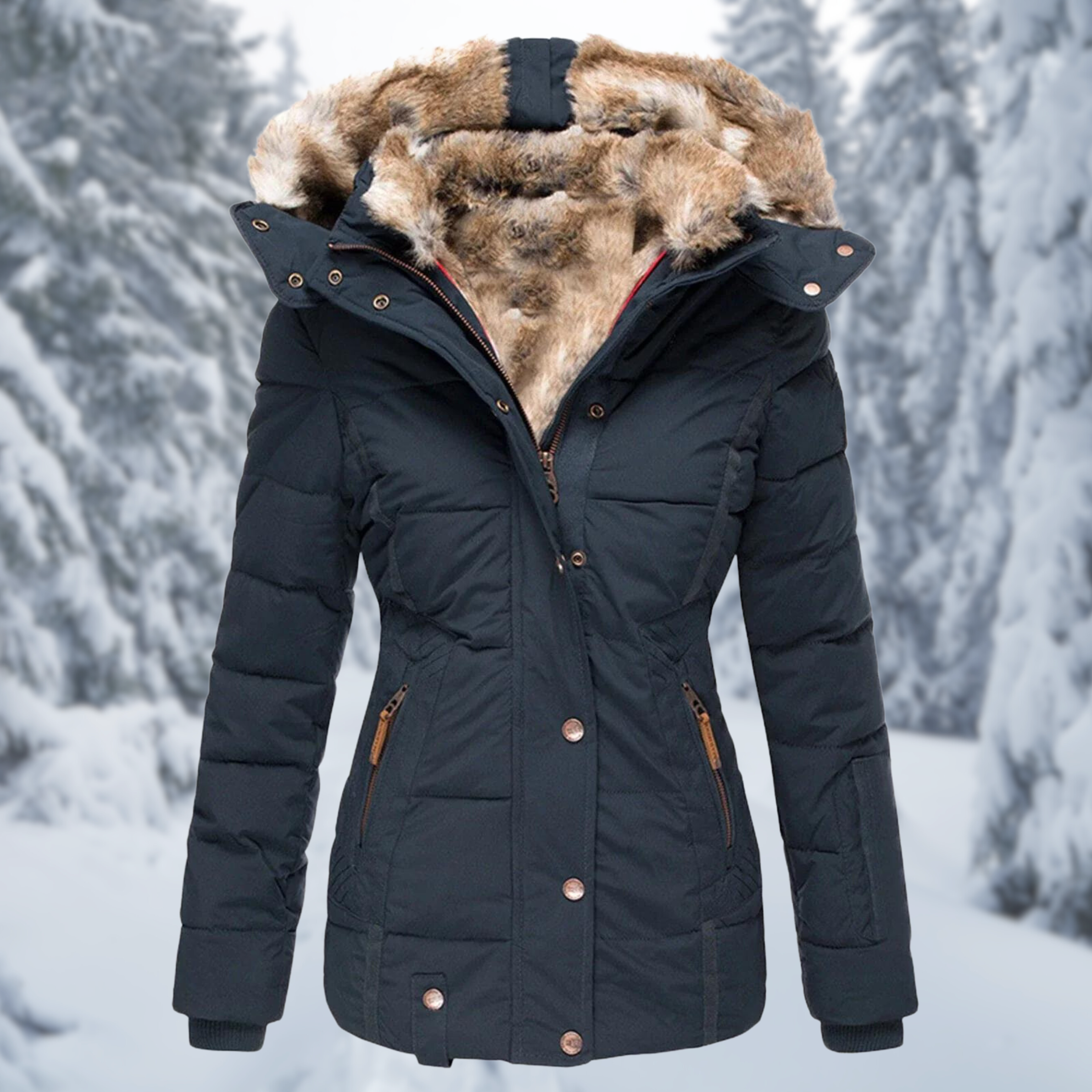 Winterjacke Damen | Steppjacke Damen | Kapuze & Zipper-Taschen für Wetterschutz