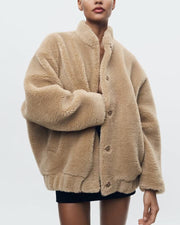 Yasmine - Giacca morbida in tessuto teddy da donna