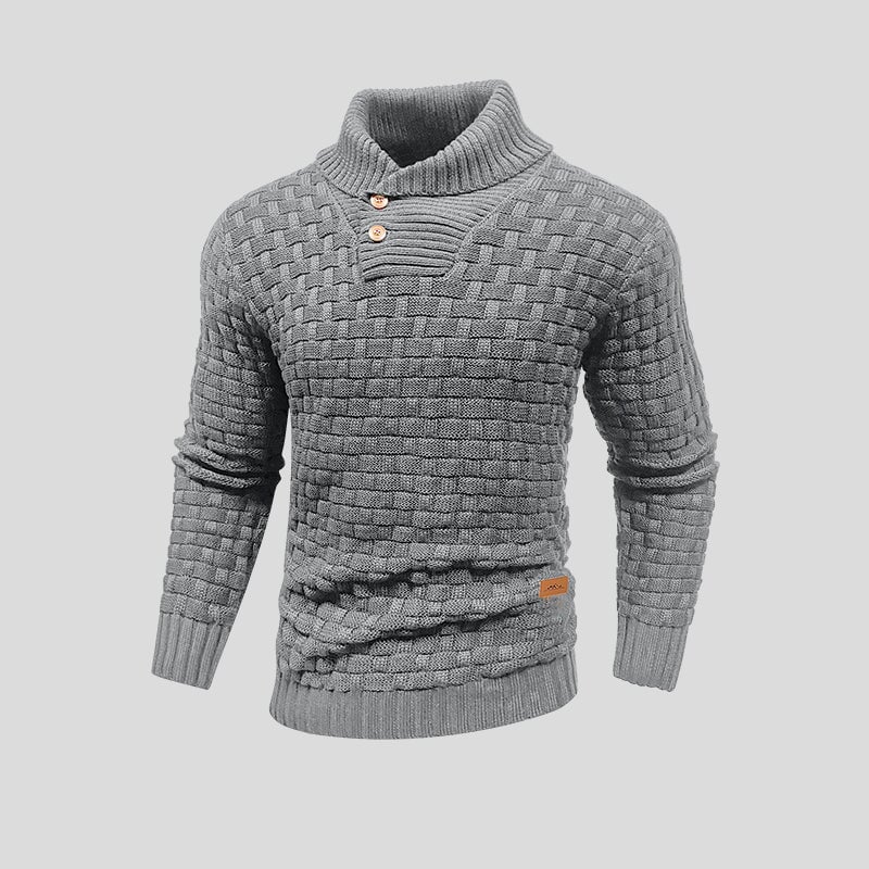 Zed - Modischer Herrenpullover mit Halbem Kragen und Knopfleiste