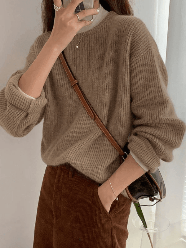 Zoey - Unifarbener Pullover mit Rundhalsausschnitt