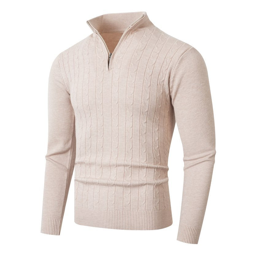 Zopfmuster-Pullover Herren | Stehkragen mit Halbzip 6