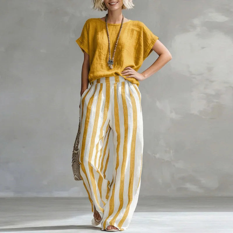 Zweiteiler Set Damen | Streifenhose & Top – Lässiges Sommer-Outfit