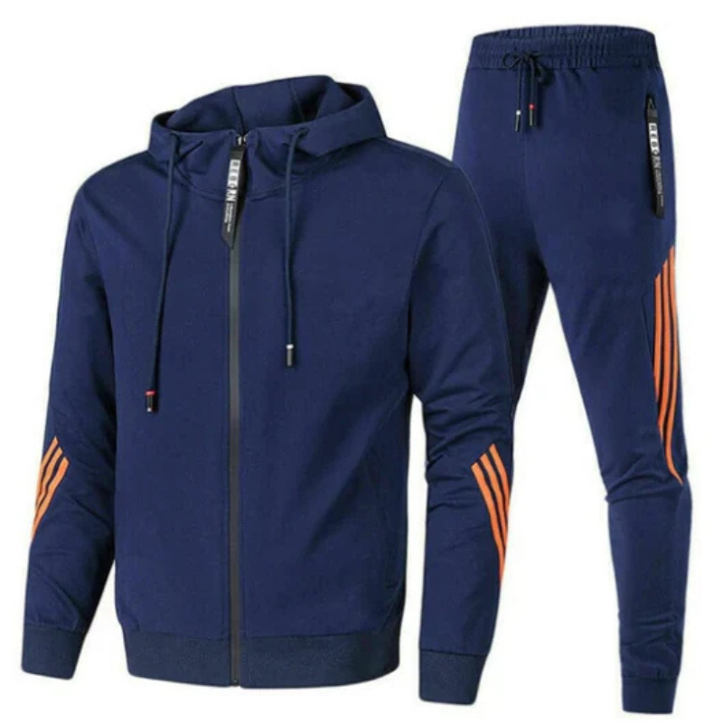 Trainingsanzug Set Herren | Sportlich mit Kapuze & Streifen