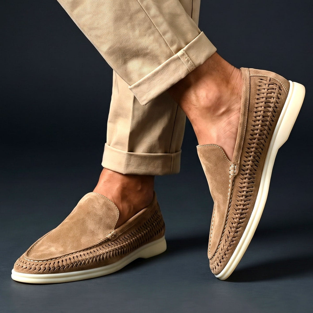 Herren Woven Loafers Atmungsaktiv Gepolsterte Sohle Slip On 2