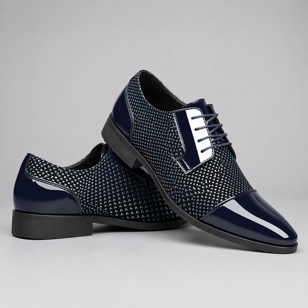 Herren Schuhe Oxford schmal Spitze Schnürung Business mit Stapelabsatz
