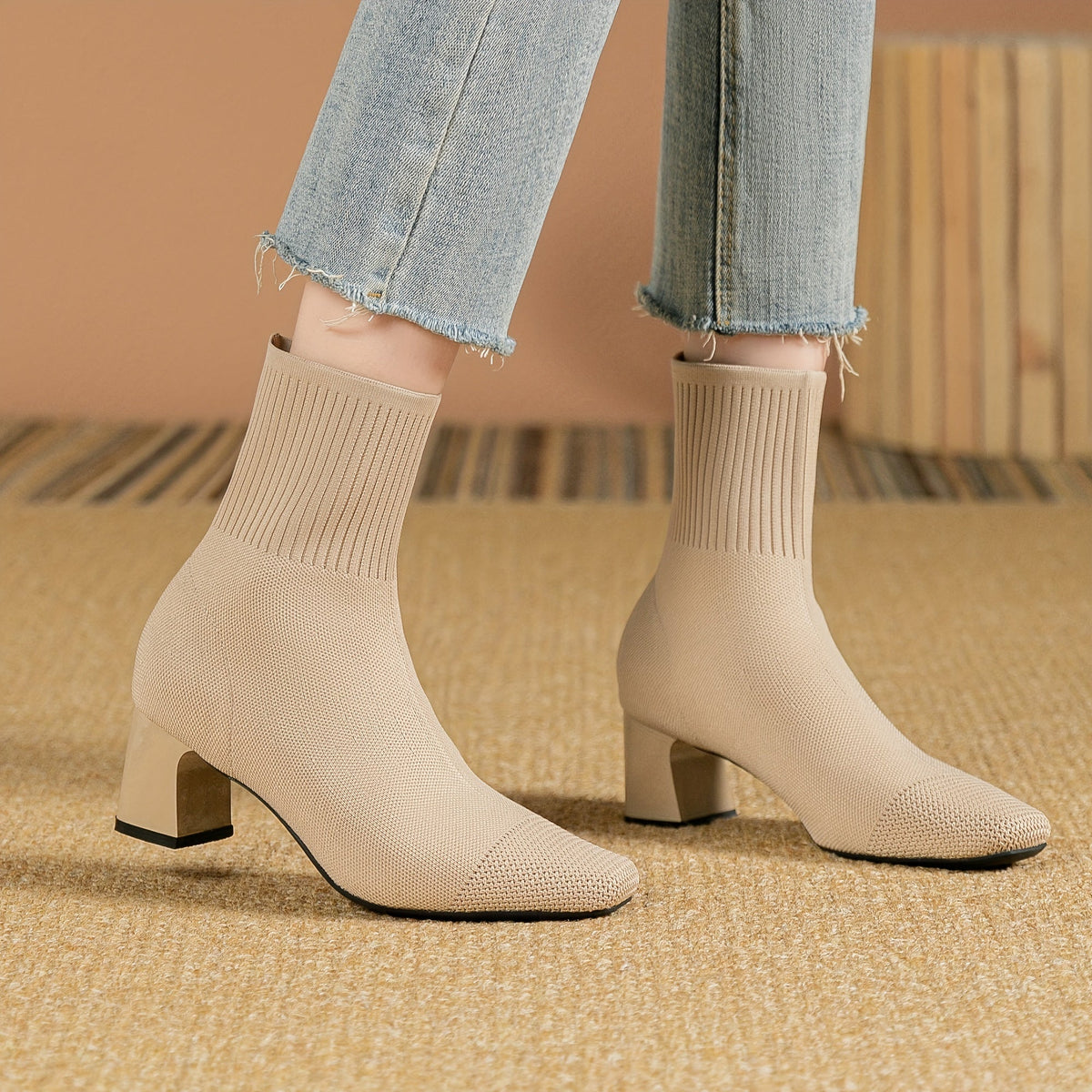 Strick-Stiefeletten Damen | Blockabsatz & Bequem 12