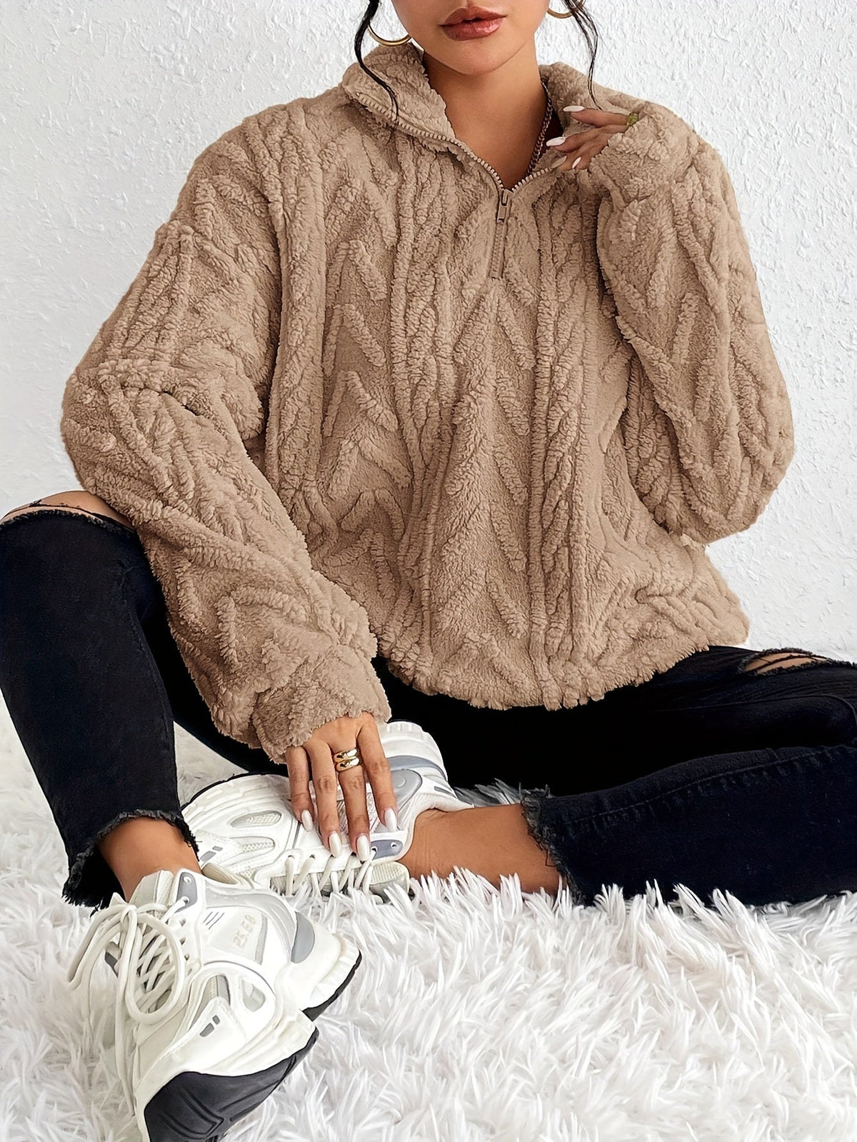 Quarter-Zip Pullover Damen | Kuschelig Warm & Leicht 3