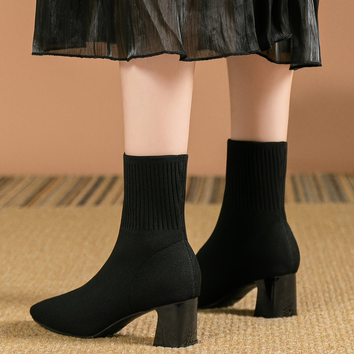 Strick-Stiefeletten Damen | Blockabsatz & Bequem 8