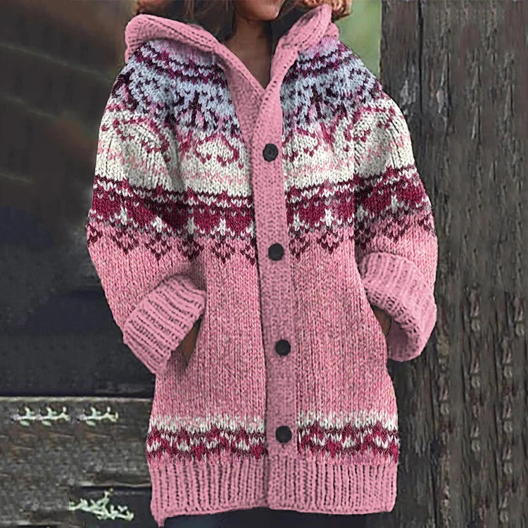 Strickjacke Damen | Norwegermuster mit Kapuze 5