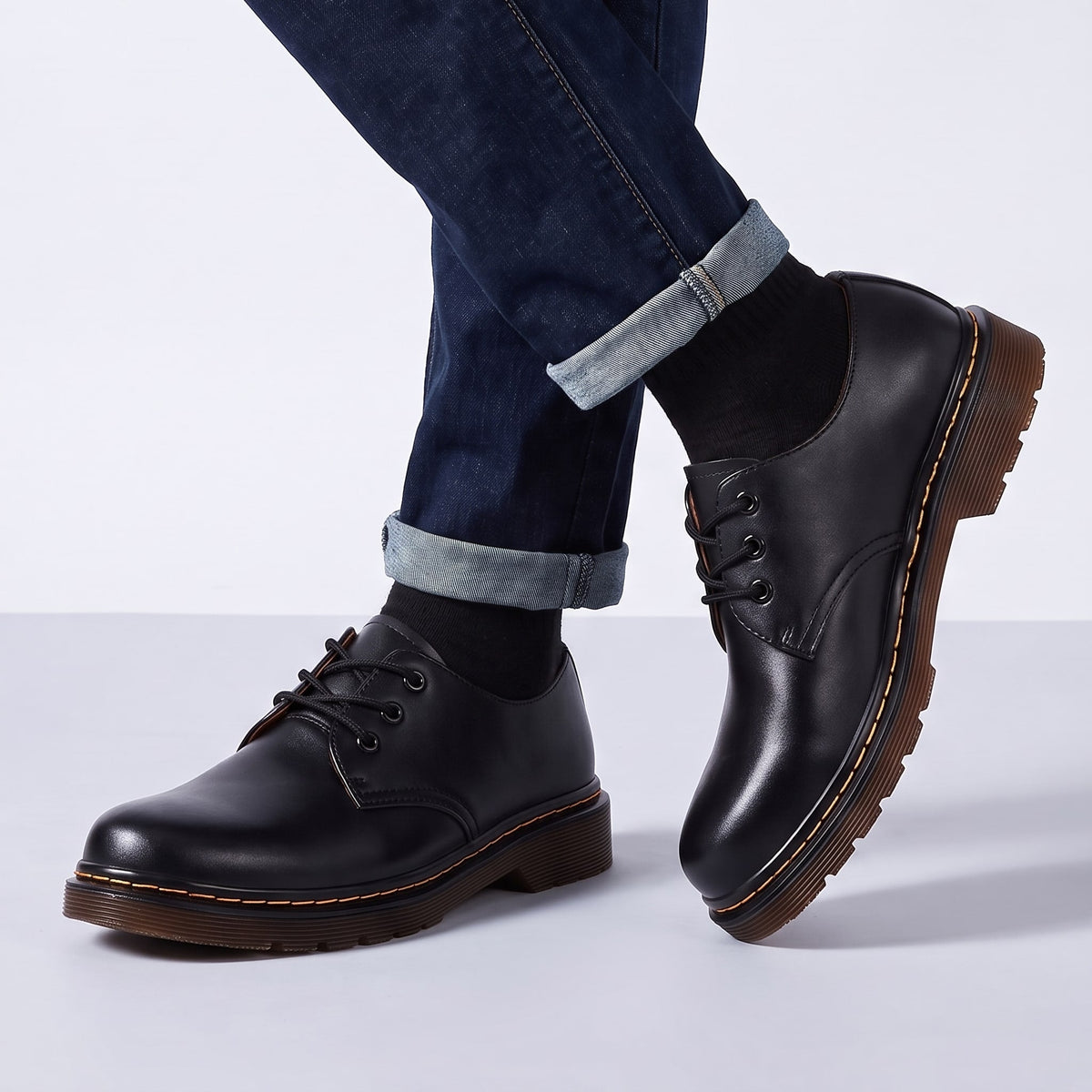 Herren Derby Schuhe Schnürung Griffige Sohle Komfort 2