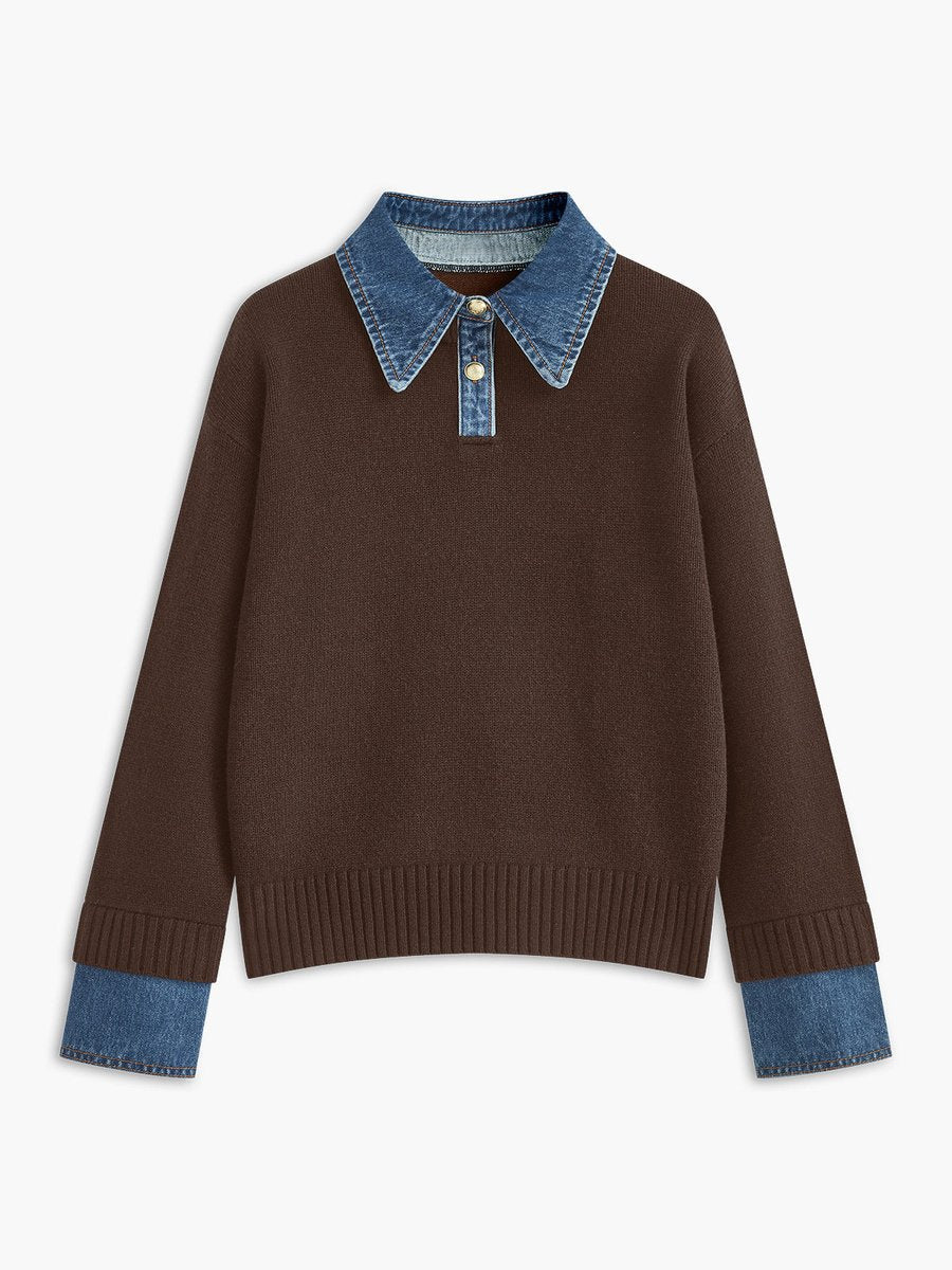 Strickpullover Damen | Jeanskragen & Eleganter Look 8