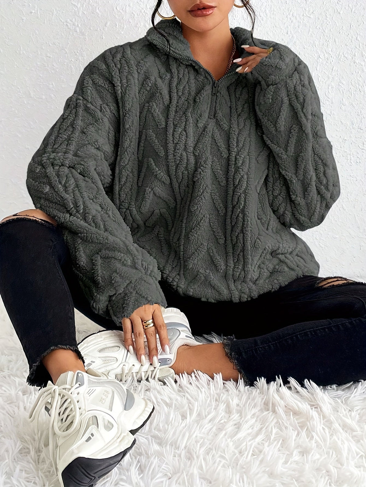 Quarter-Zip Pullover Damen | Kuschelig Warm & Leicht 5