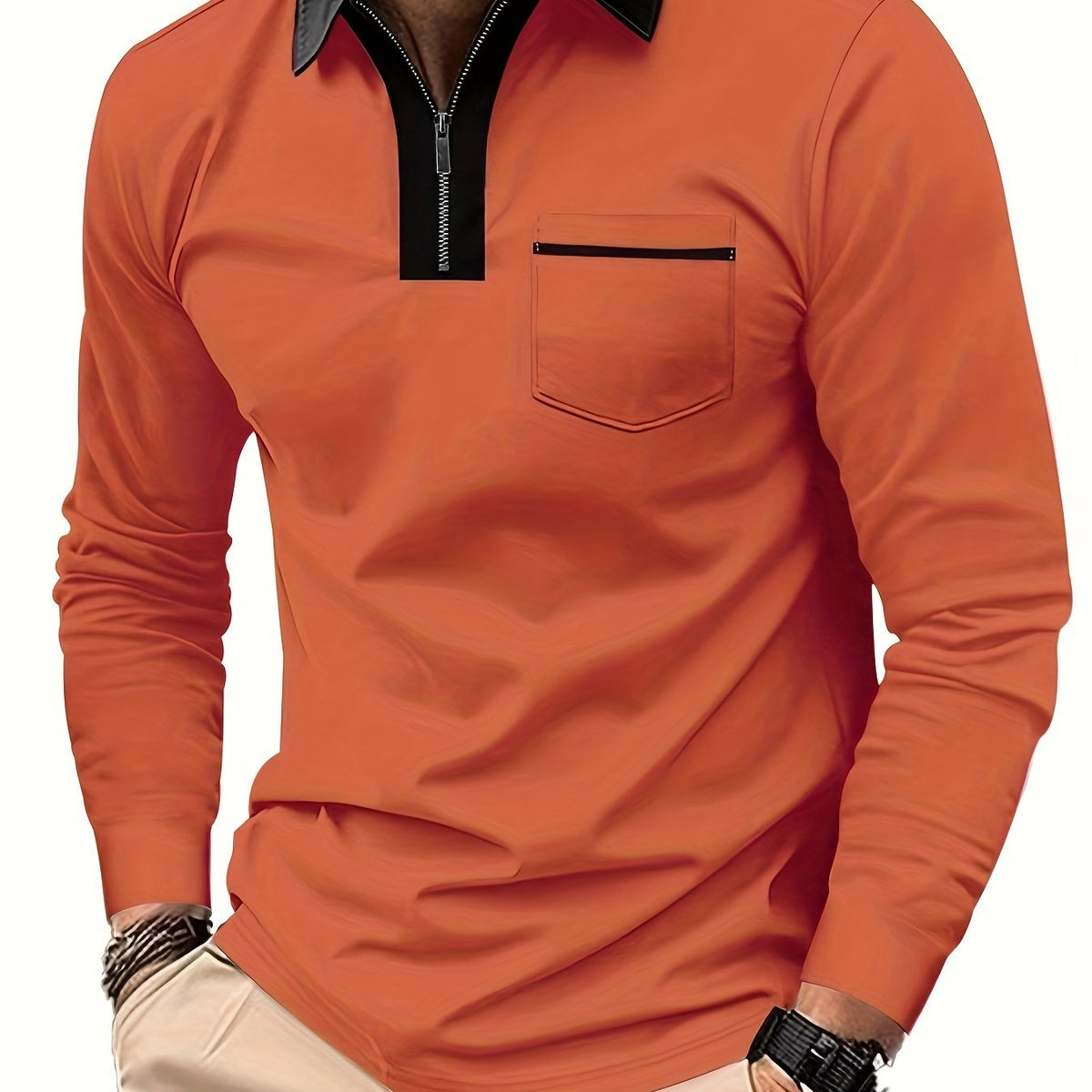 Poloshirt Herren Langarm | Reißverschlusskragen & Bequem