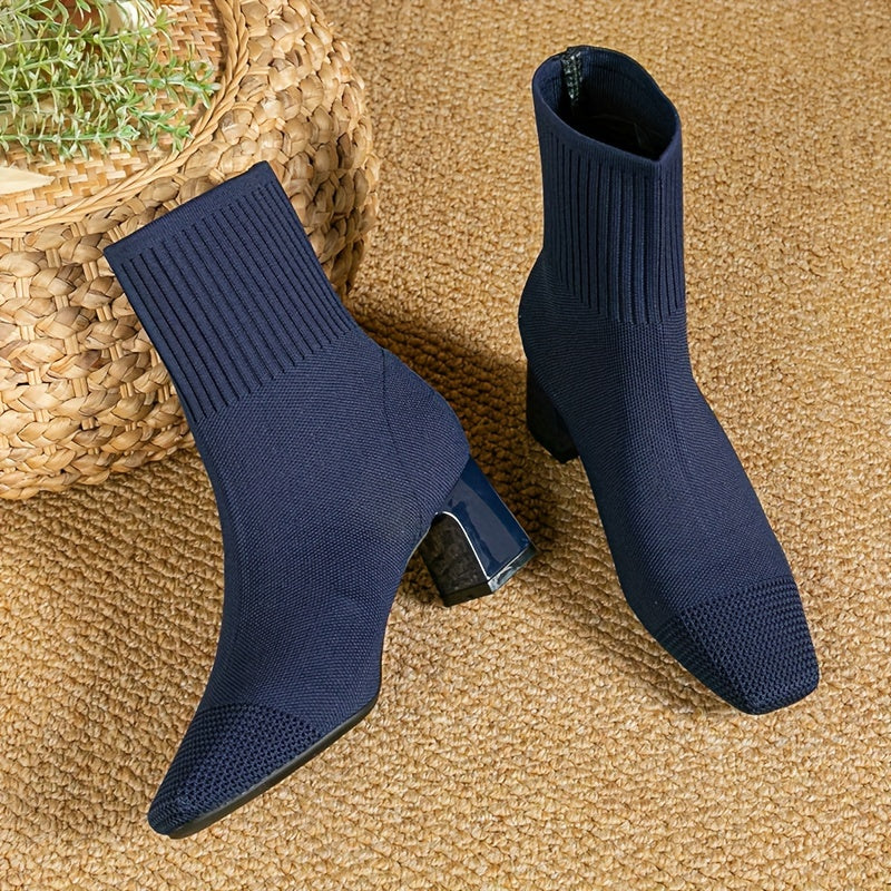 Strick-Stiefeletten Damen | Blockabsatz & Bequem 1