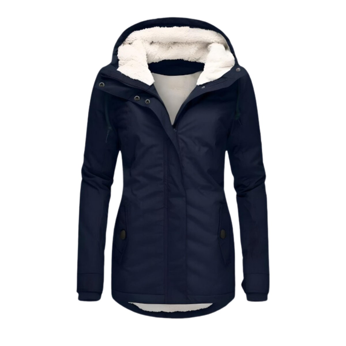 Damen Allwetter-Parka Gefütterter Sherpa-Kapuzenmantel Wasserabweisend - Marineblau