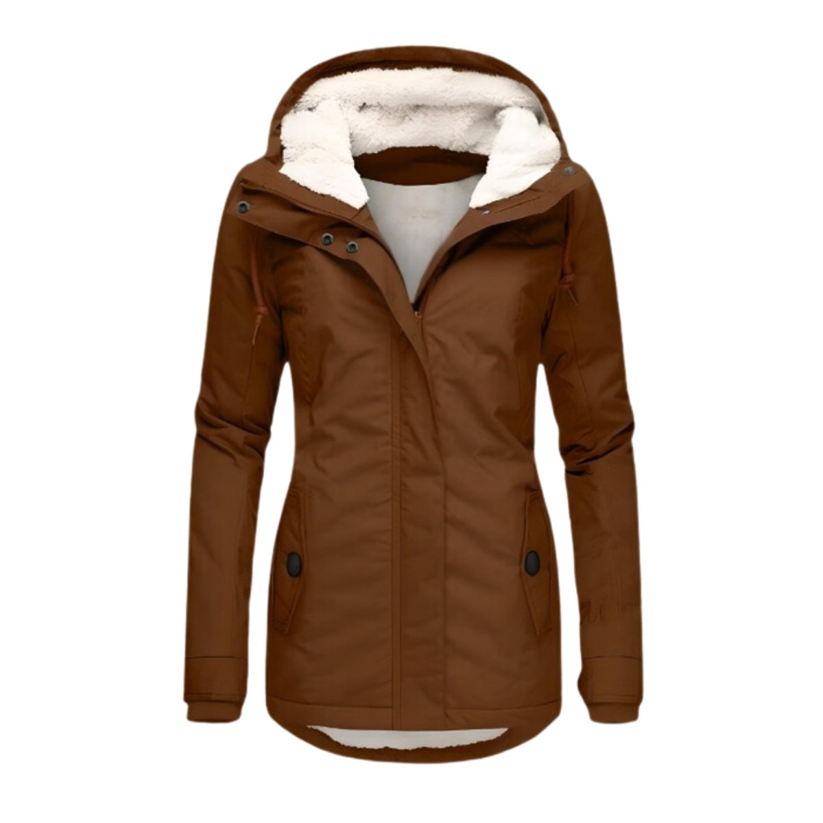 Damen Allwetter-Parka Gefütterter Sherpa-Kapuzenmantel Wasserabweisend - Braun