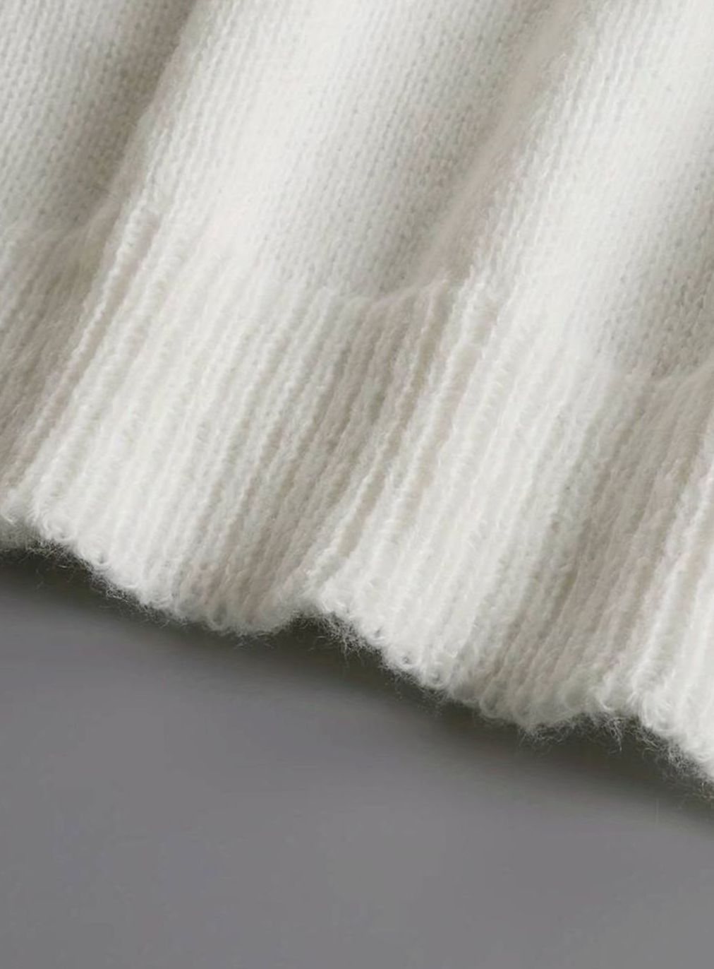 Pullover Damen | Rüschen V-Ausschnitt mit Perlknöpfen