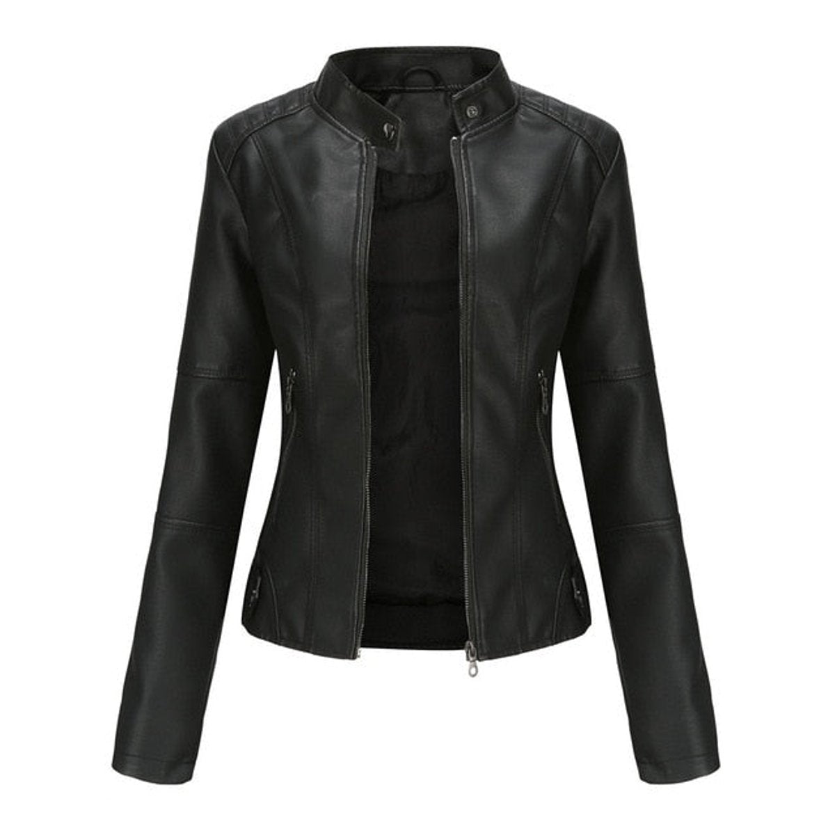 Bikerjacke Damen | Taillierte Passform & Stehkragen 3