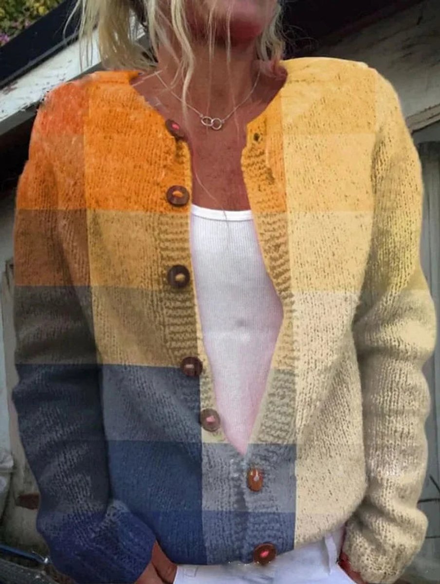 Damen Langarm Strick-Cardigan mit Blumenmuster - Stil 8