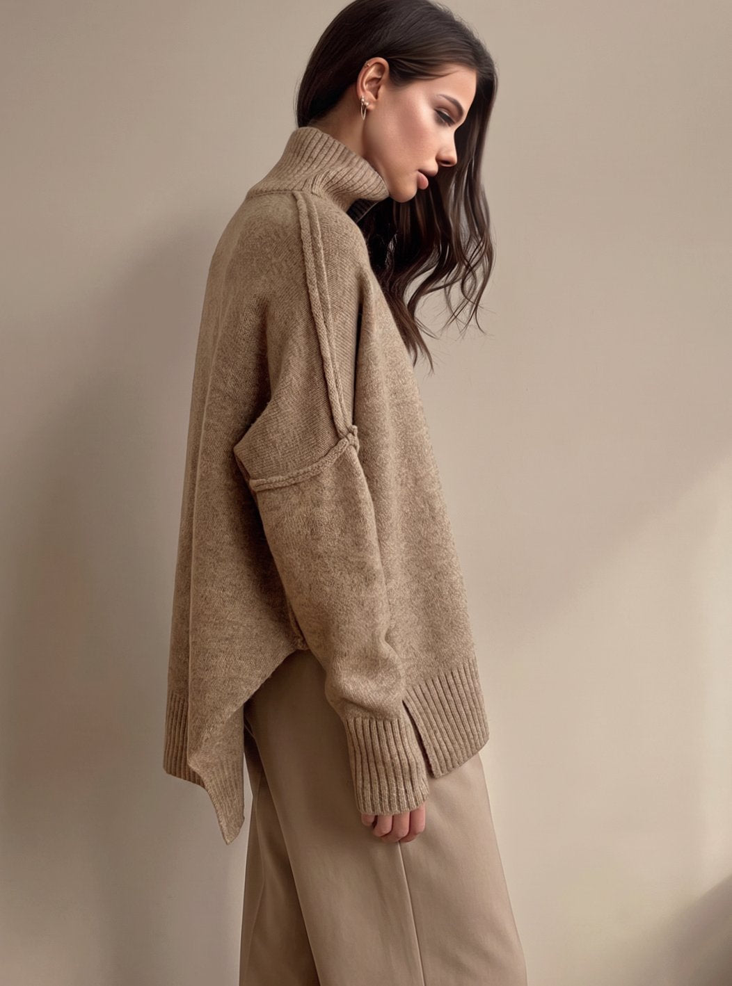 Strick Lounge-Set Damen | Oversized Rollkragen & Weite Hose 3
