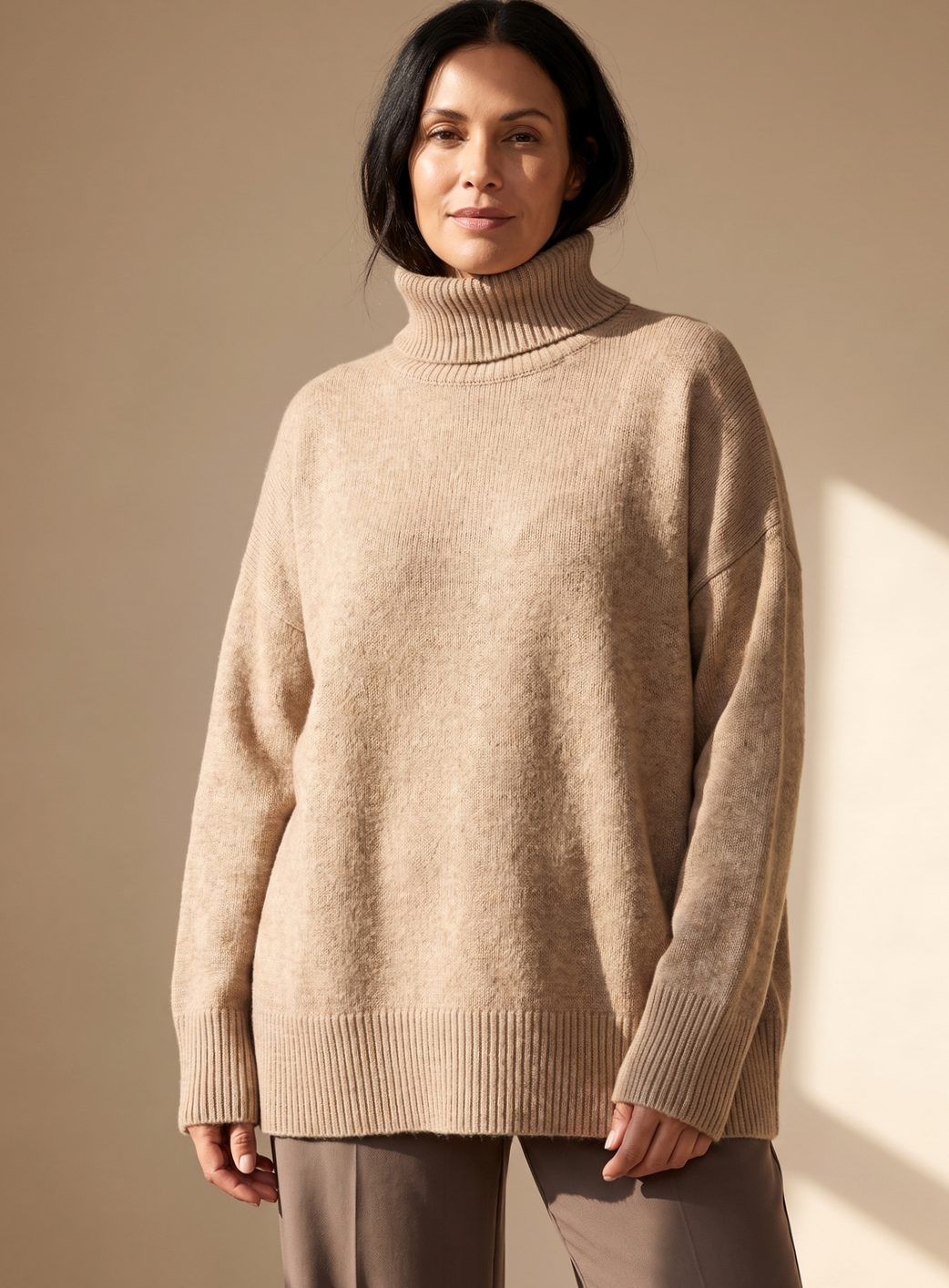 Strick Lounge-Set Damen | Oversized Rollkragen & Weite Hose 4
