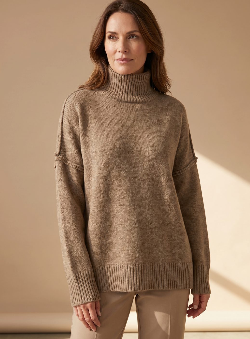 Strick Lounge-Set Damen | Oversized Rollkragen & Weite Hose 1
