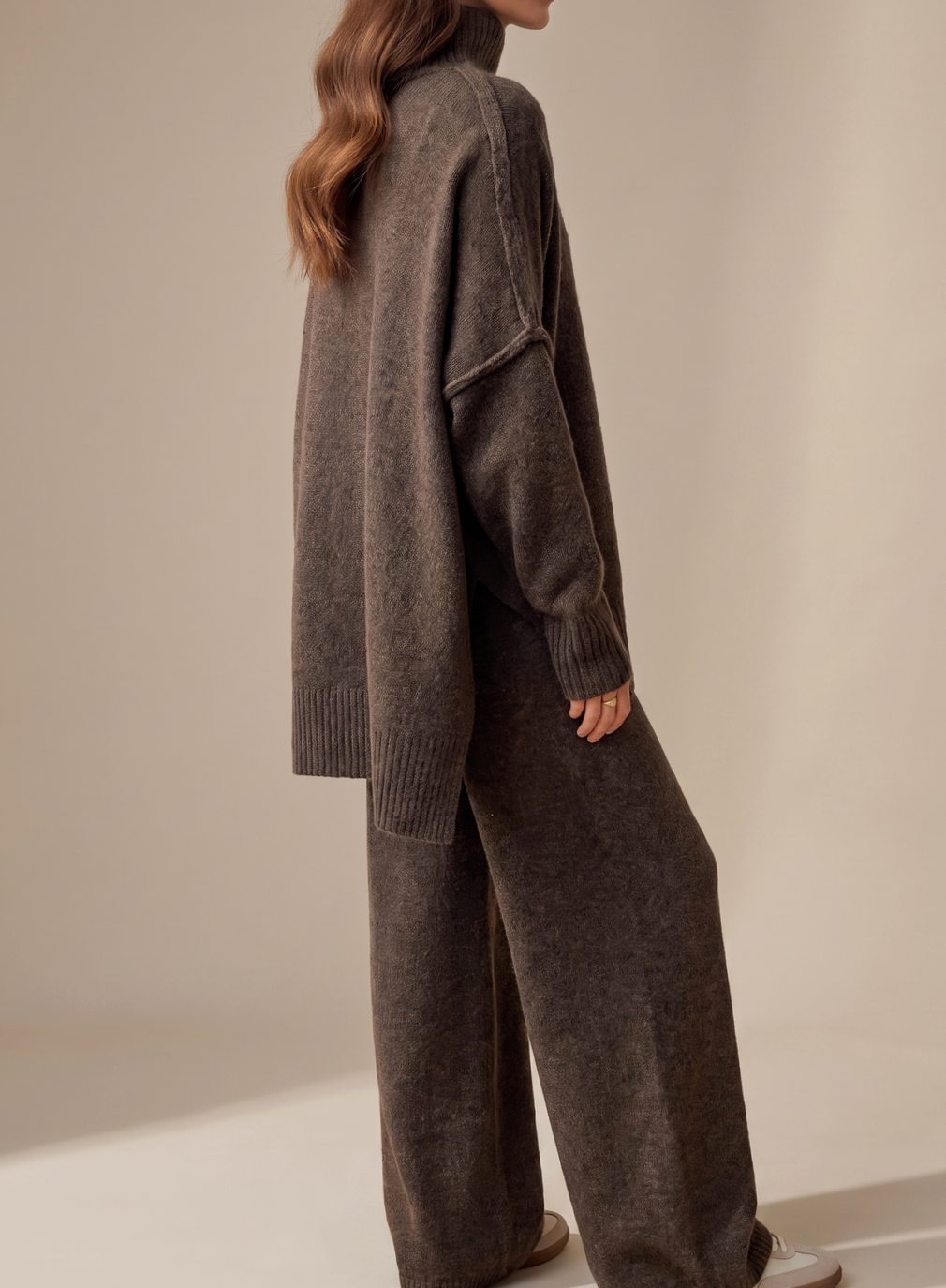 Strick Lounge-Set Damen | Oversized Rollkragen & Weite Hose 8