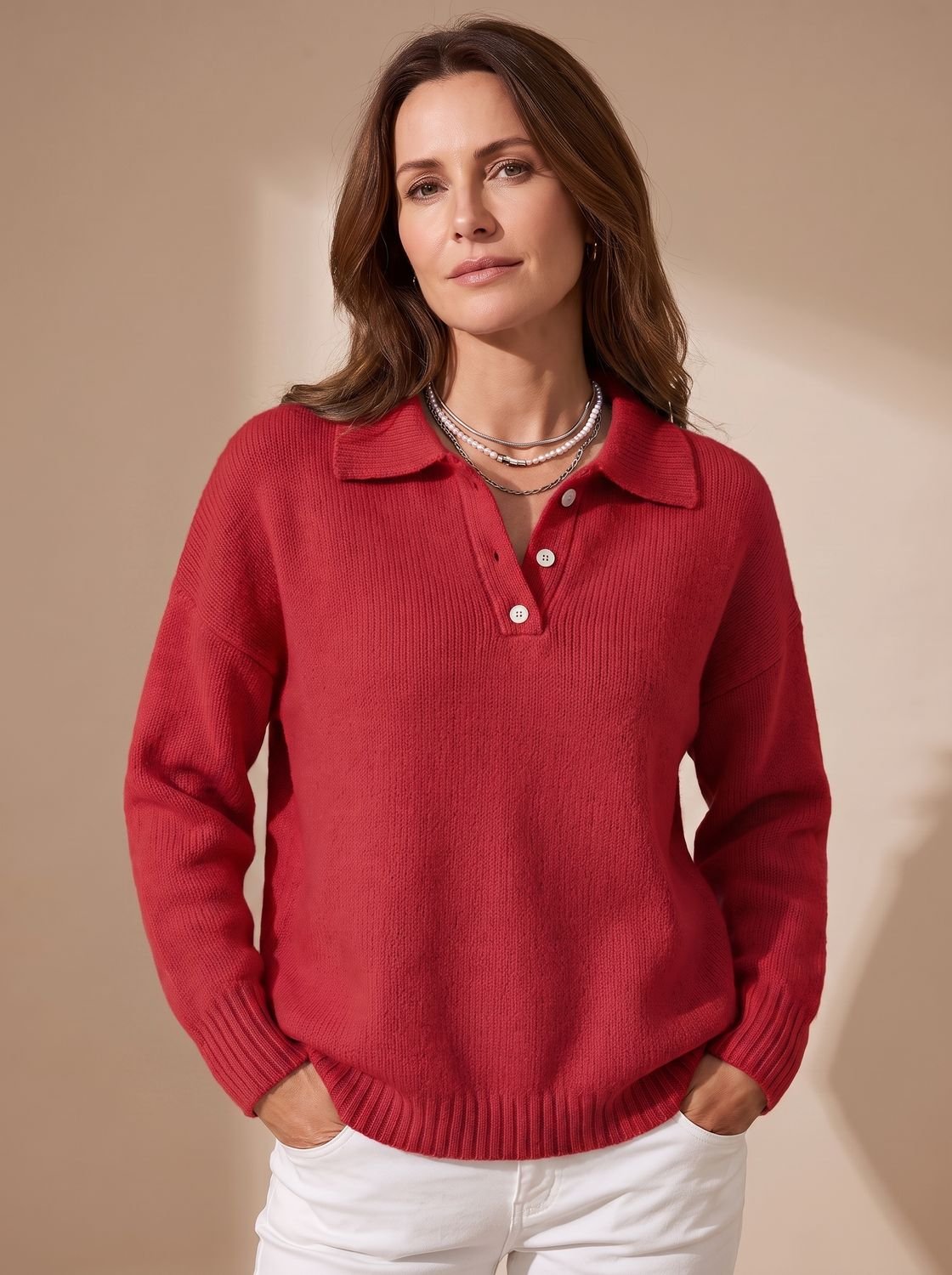 Strickpullover Damen | Polokragen mit Knopfleiste 3