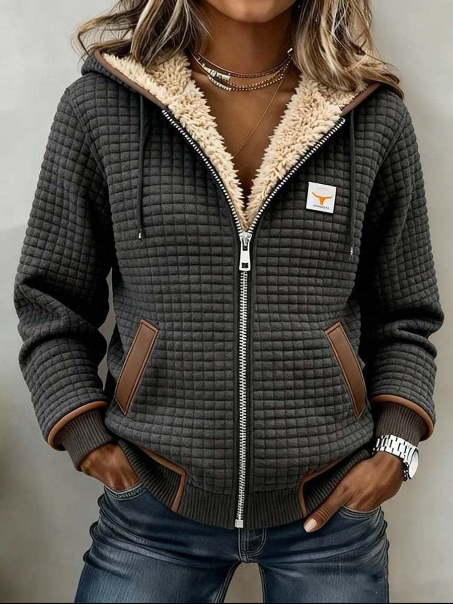 Damen Stepp-Fleece-gefütterte Reißverschluss Quilted Jacket Women