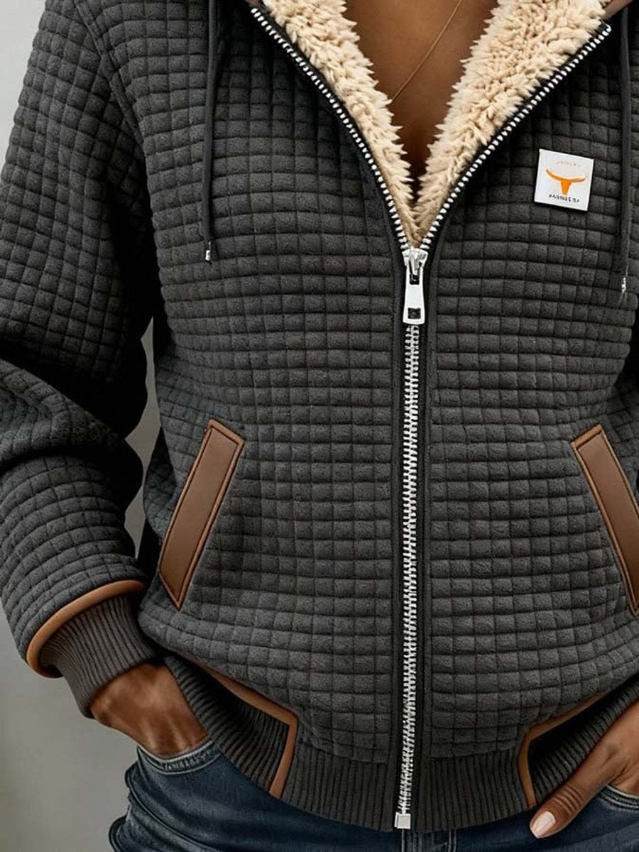 Damen Stepp-Fleece-gefütterte Reißverschluss Quilted Jacket Women