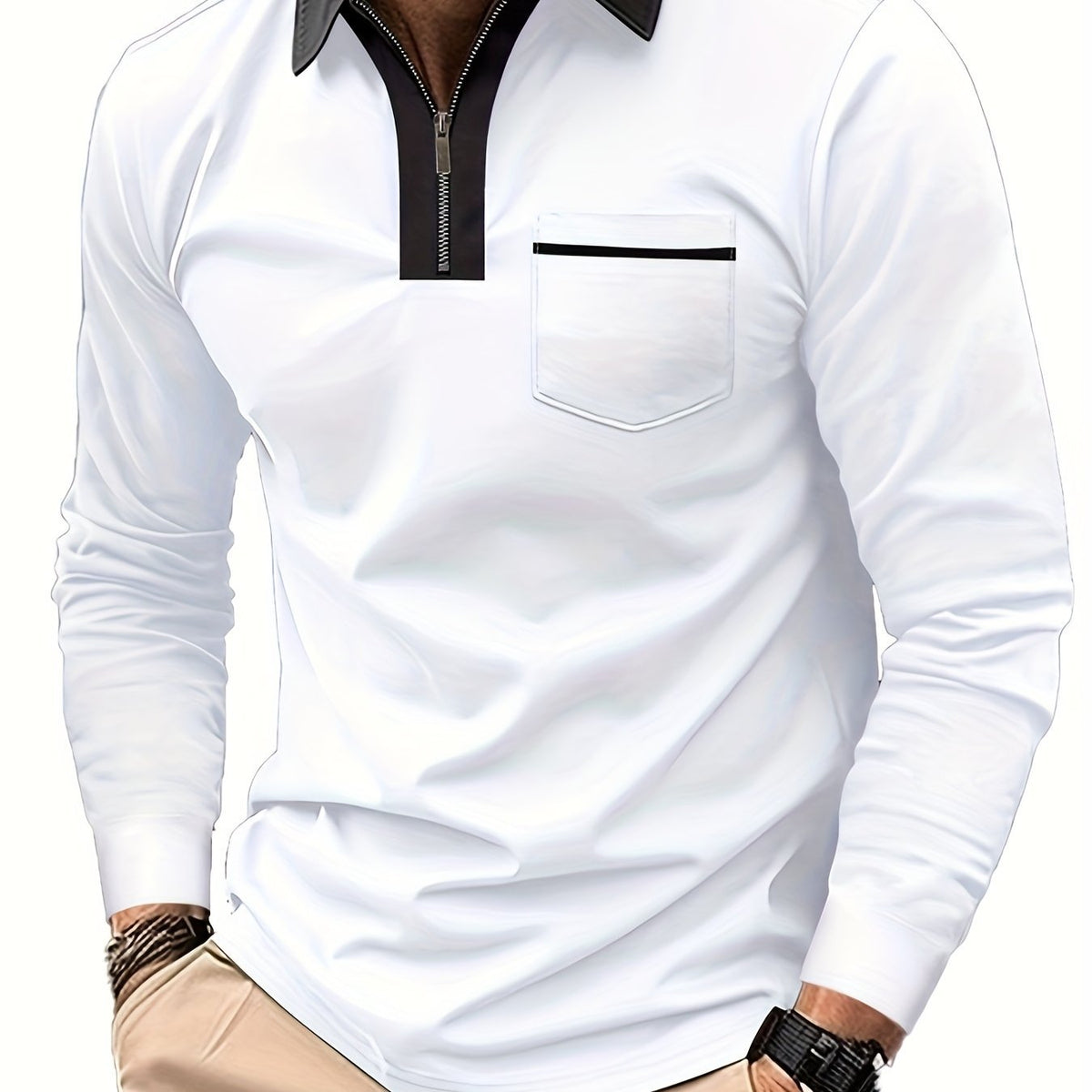 Poloshirt Herren Langarm | Reißverschlusskragen & Bequem