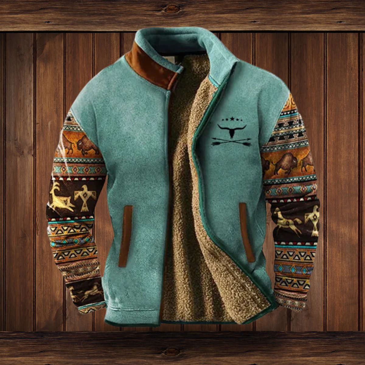 Jacke Herren | Sherpa-Futter & Azteken-Muster