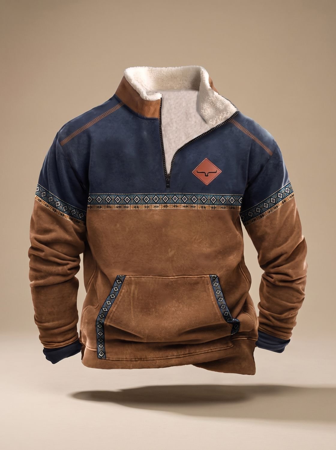 Sweatshirt Herren | Half-Zip mit Ethno-Muster 1