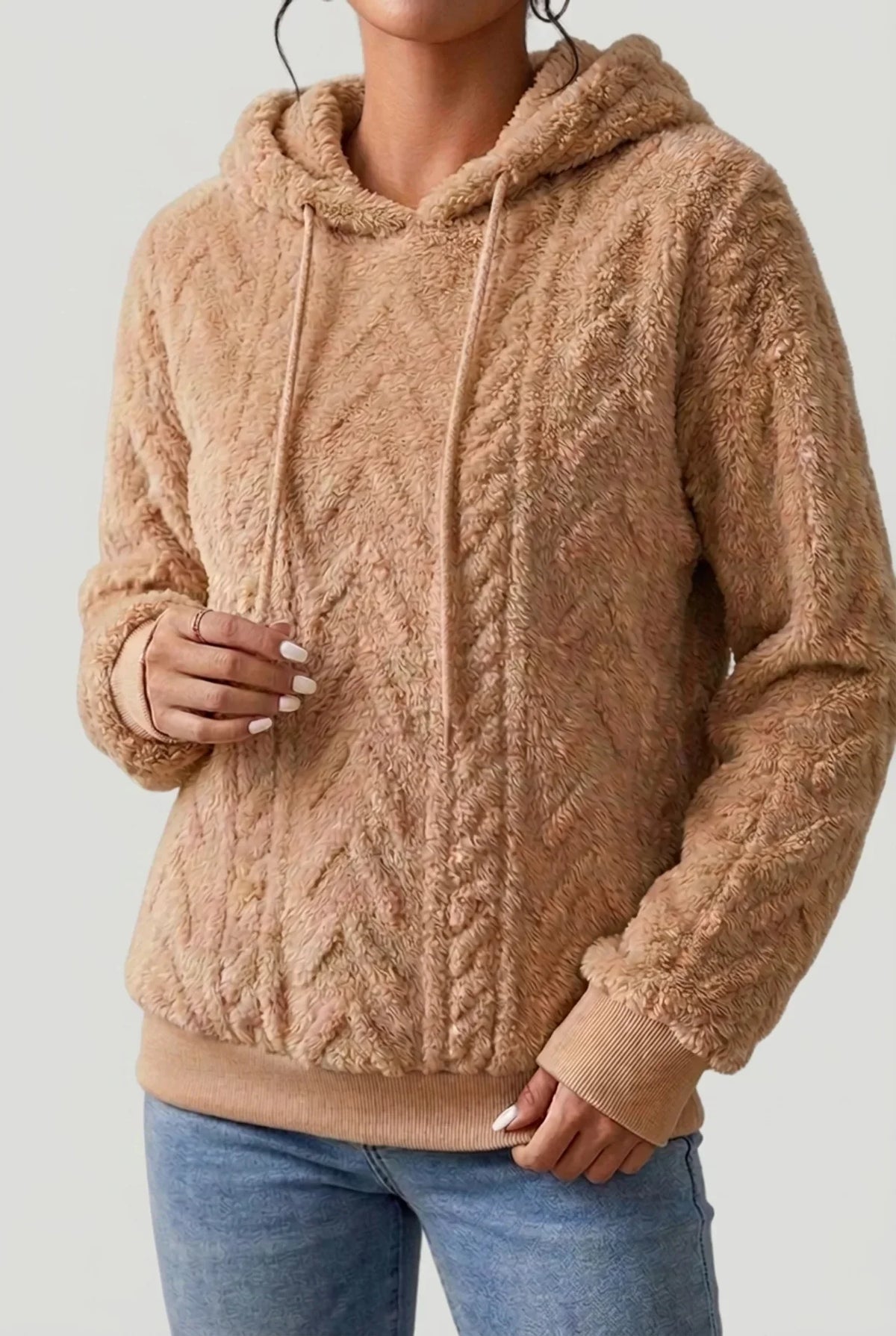 Hoodie Damen | Zopfstruktur mit Kordelzug 1