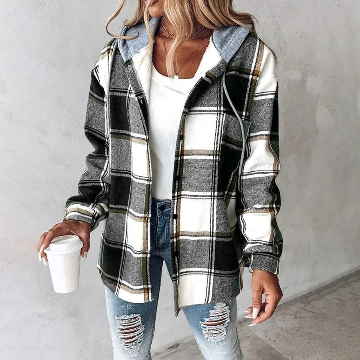 Karo Hoodiejacke Damen | Warm & Bequem 5