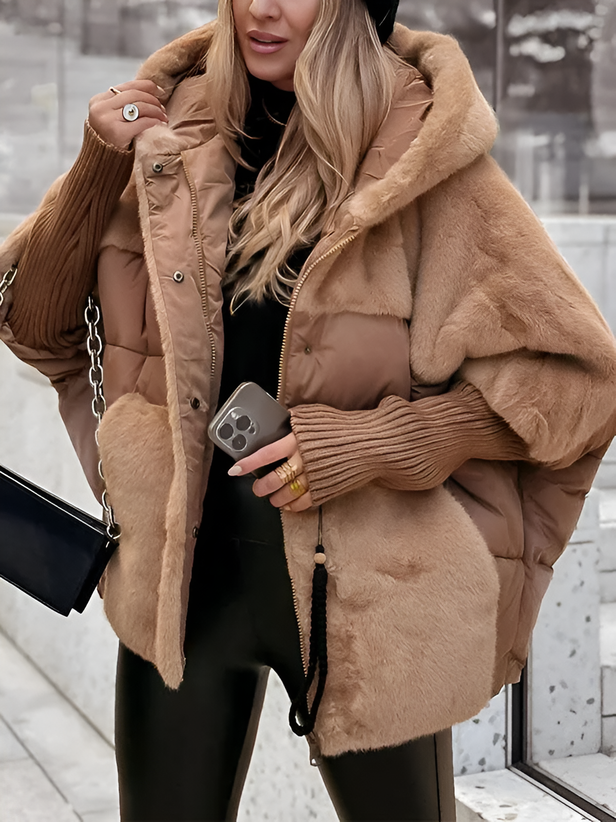 Steppjacke Damen | Oversized Schnitt mit Kapuze 10