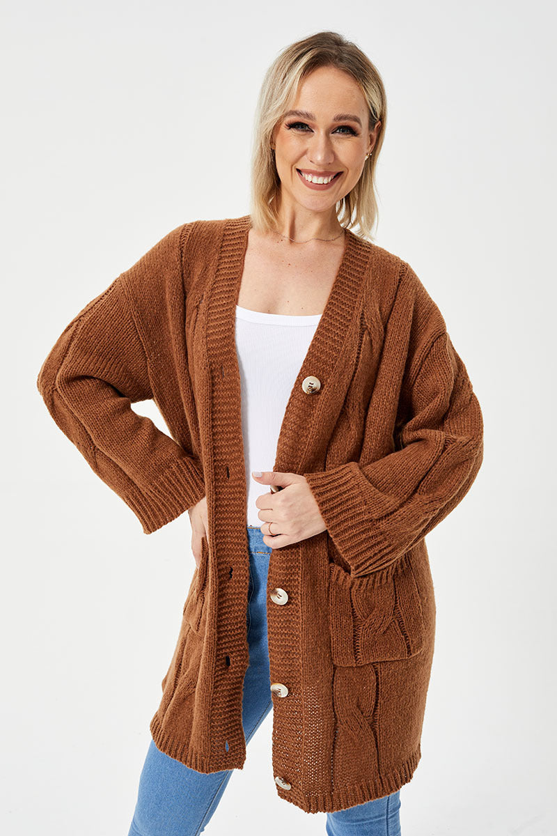 lange lässige Strickjacke