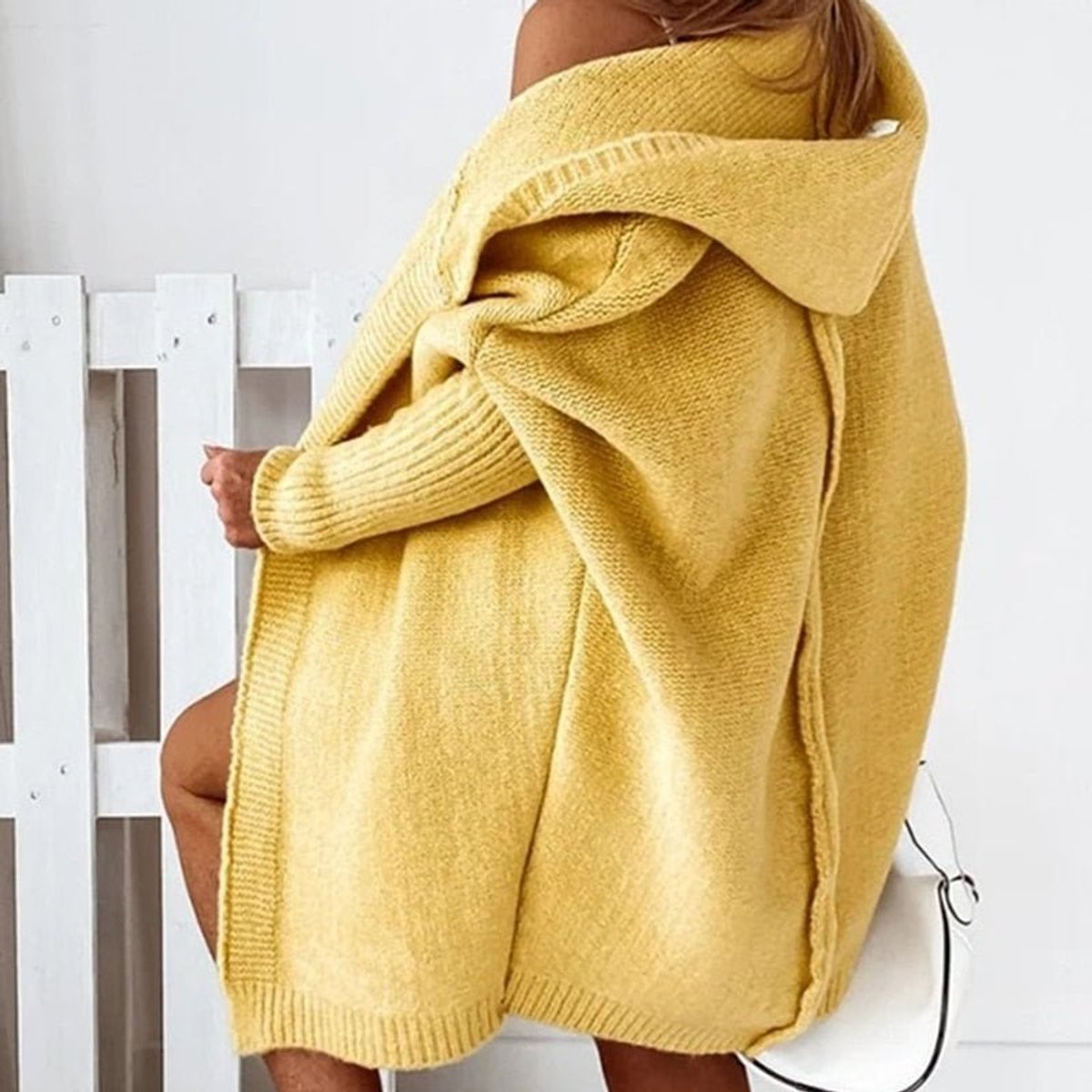 Strickjacke Damen Oversized Kapuzen Cardigan mit Fledermausärmeln