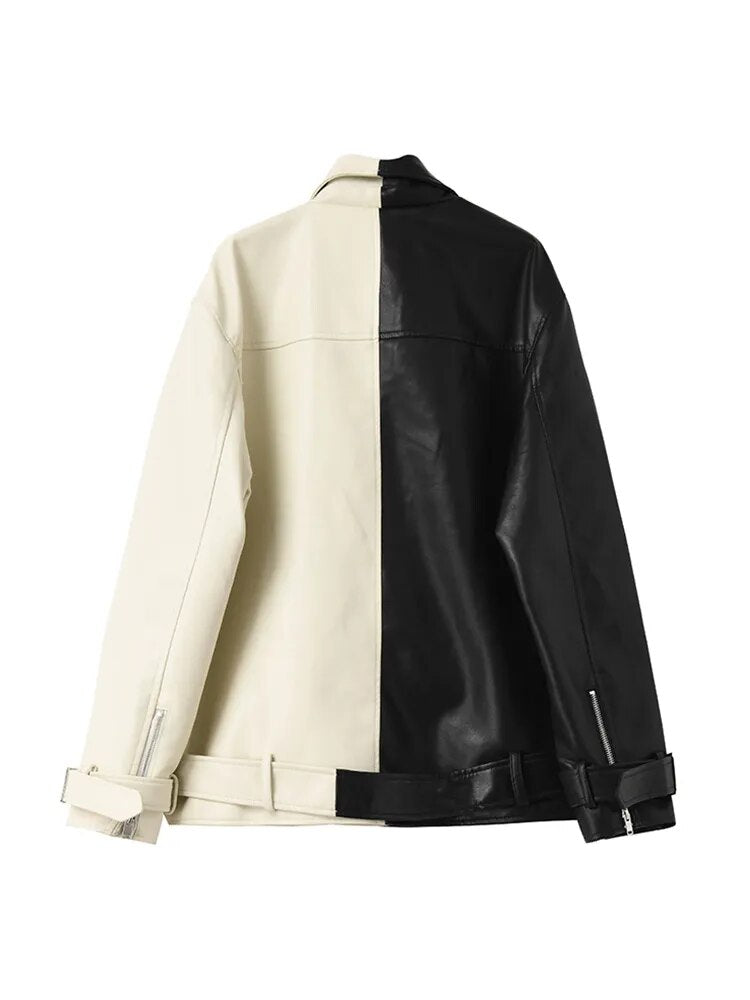 Lozenda - Colour-Block-Lederjacke für Damen
