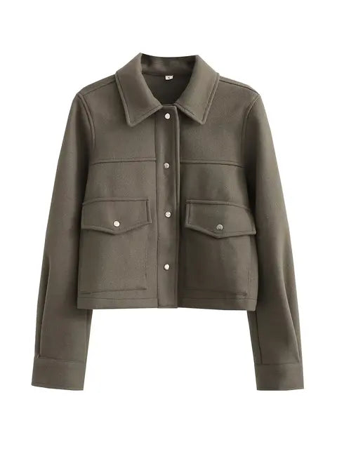 Lozenda - Damenwolljacke mit Umlegekragen und Knopfleiste