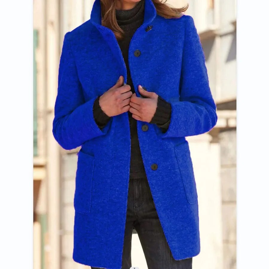 Lozenda - Elegante lange Jacke mit Stehkragen