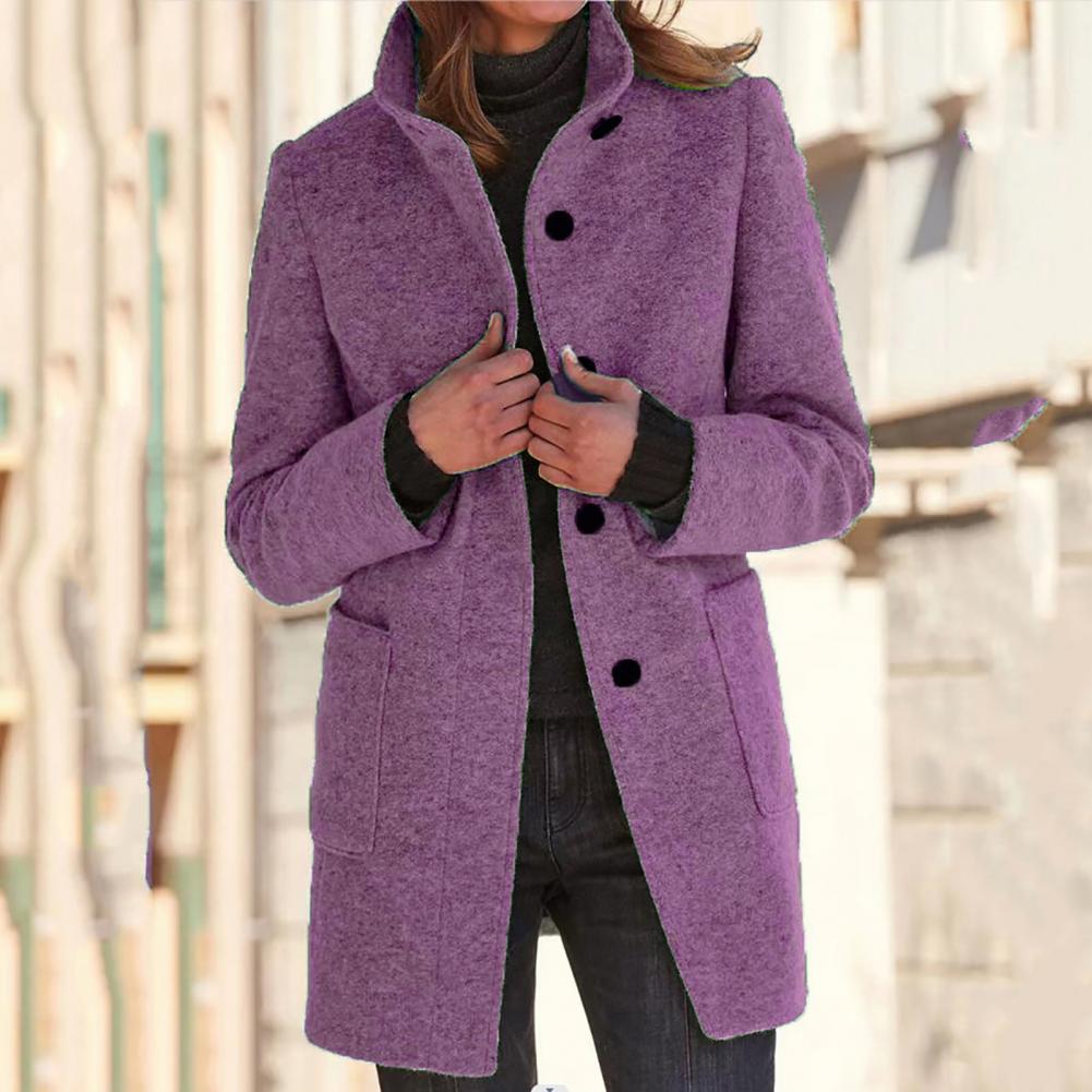 Lozenda - Elegante lange Jacke mit Stehkragen