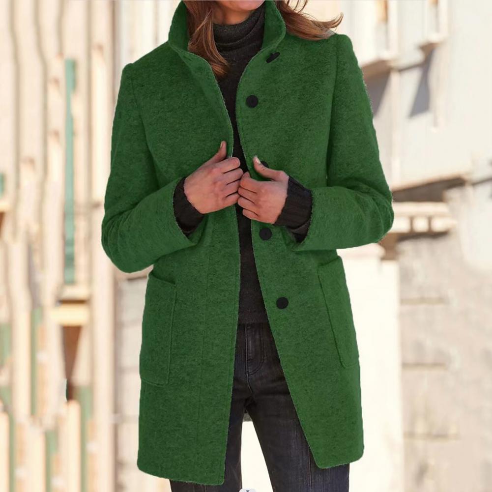 Lozenda - Elegante lange Jacke mit Stehkragen