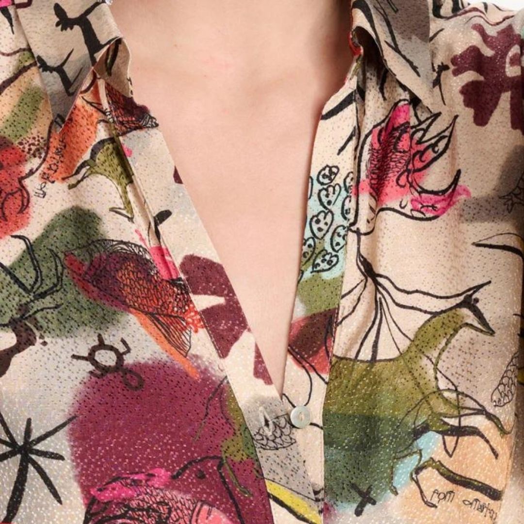 Lozenda - Fließende Bohème-Bluse mit herbstlichem Blumenmuster