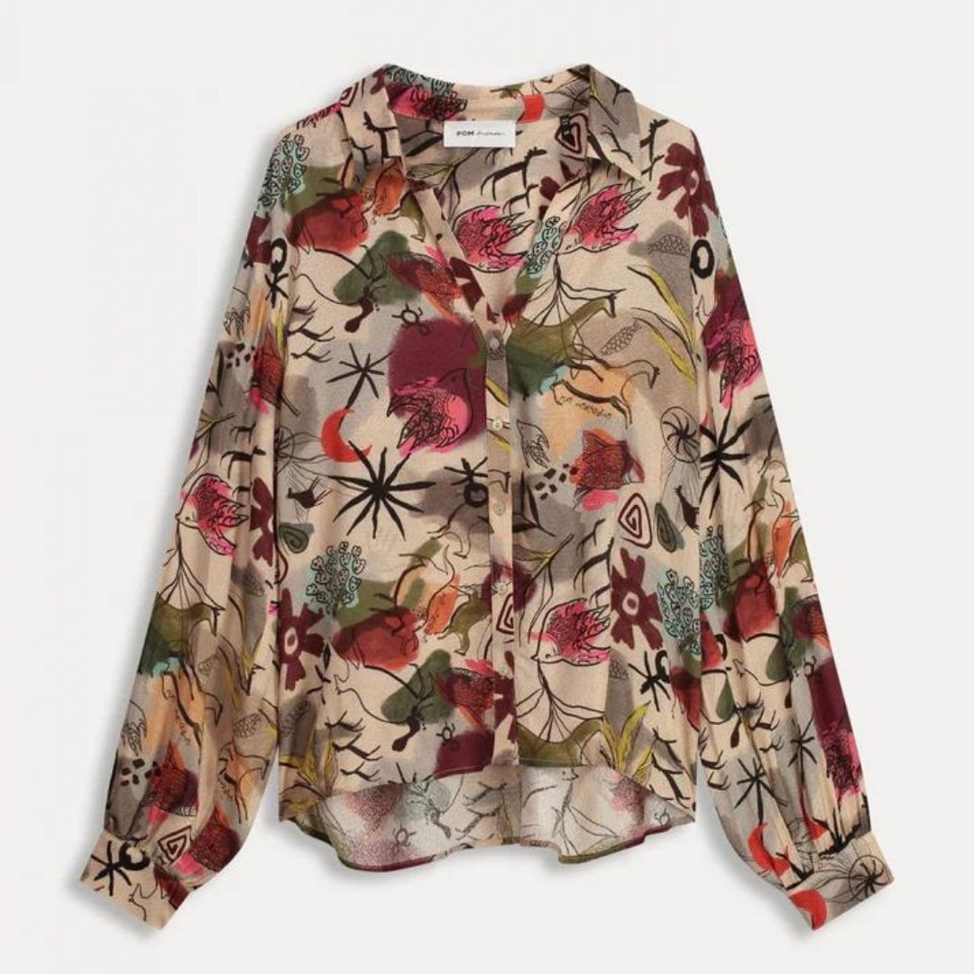 Lozenda - Fließende Bohème-Bluse mit herbstlichem Blumenmuster