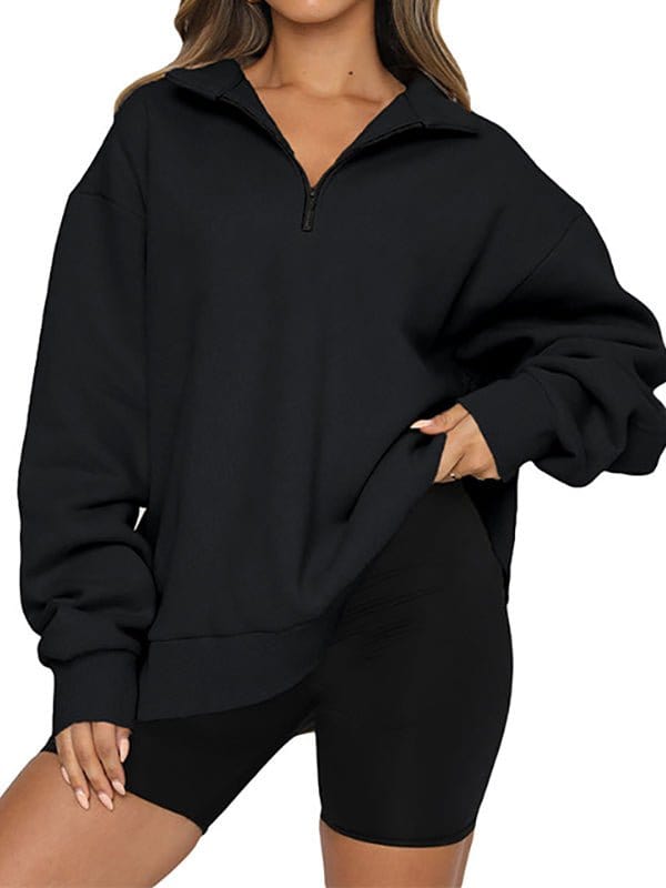 Lozenda - Halb Reißverschluss Festpullover Hoodie