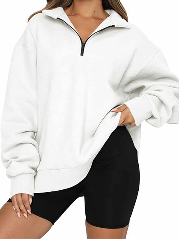 Lozenda - Halb Reißverschluss Festpullover Hoodie