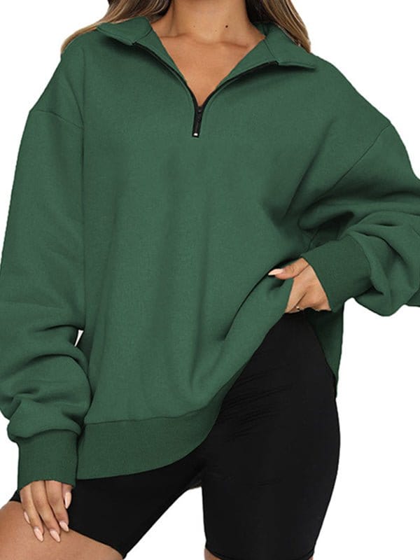 Lozenda - Halb Reißverschluss Festpullover Hoodie