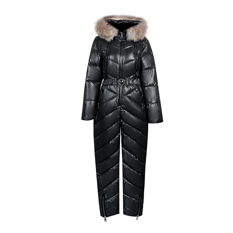 Lozenda - Lässiger Winter Skianzug mit Pelzkragen für Frauen
